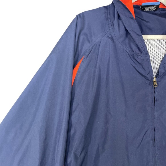 NCAA Illinois Fighting Illini Windbreaker Jacket Navy Orange Mens 2XL Hooded - Picture 2 of 11